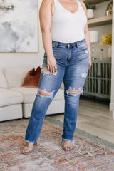Destroyed Straight Jeans